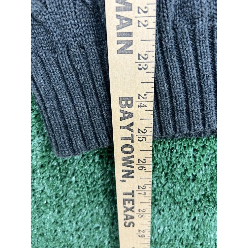 Vintage Polo Ralph Lauren Cable Knit Sweater Men L Grey V Neck Pony Cotton